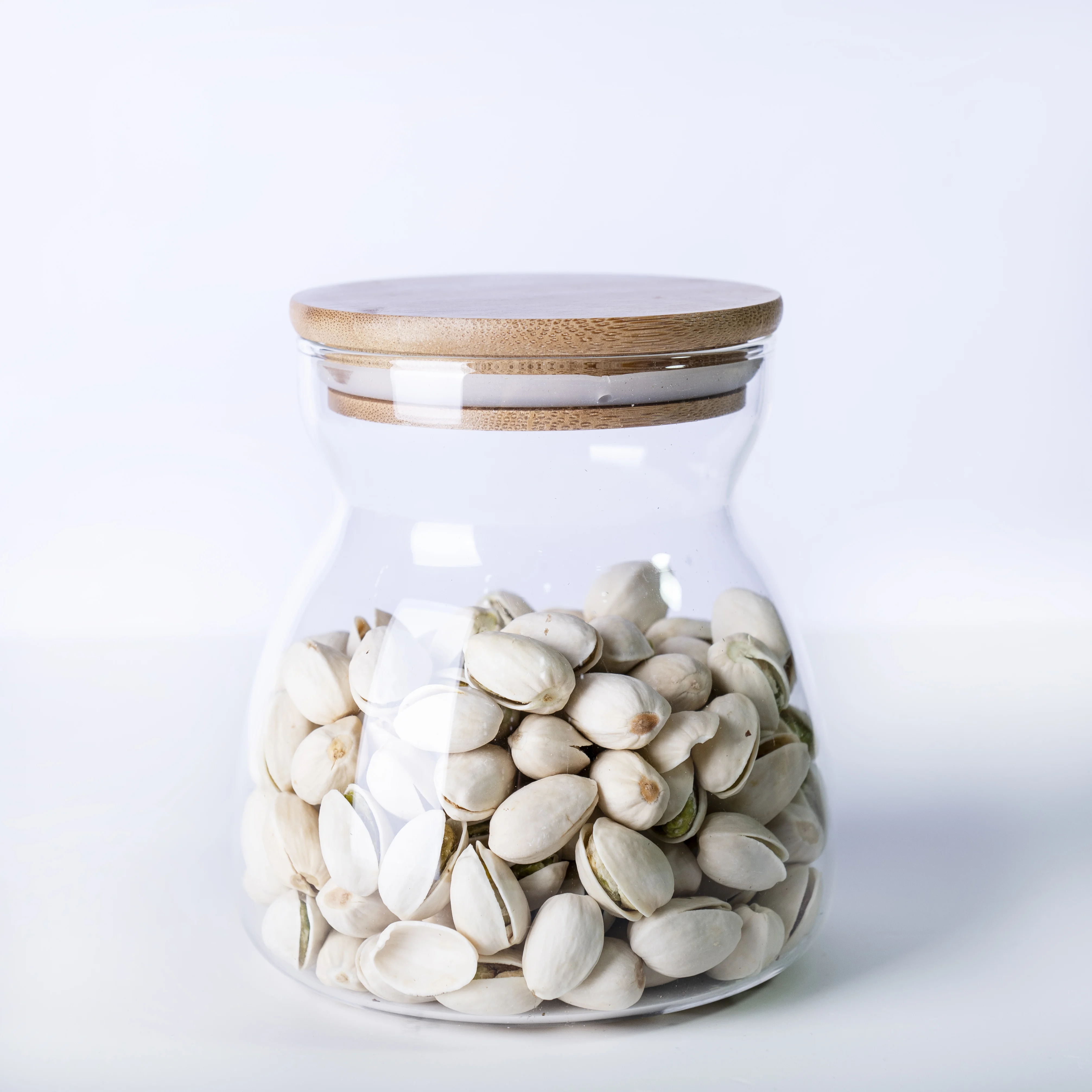 700ml airtight bamboo lid kitchen glass storage jar clear borosilicate food nuts beans storage can