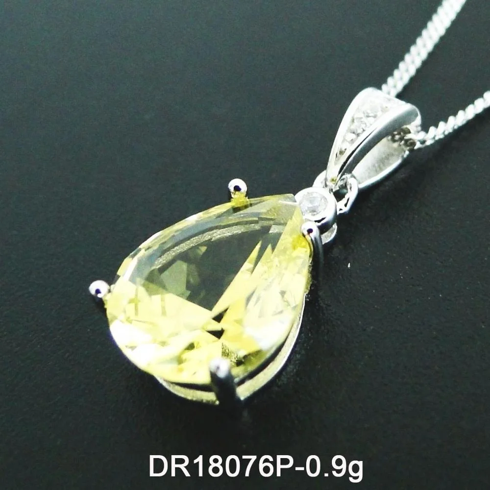 925 Sterling Silver Pear Cut Morganite Pendant For Woman Jewelry