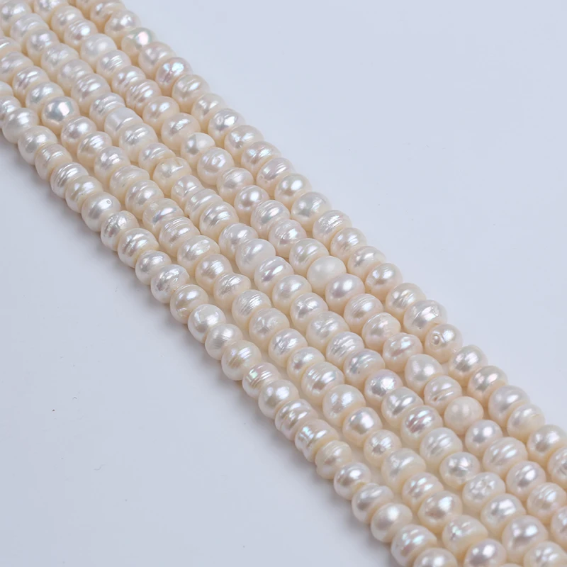Оптовая продажа белая кнопка пресноводные жемчужные пряди для изготовления ювелирных изделий