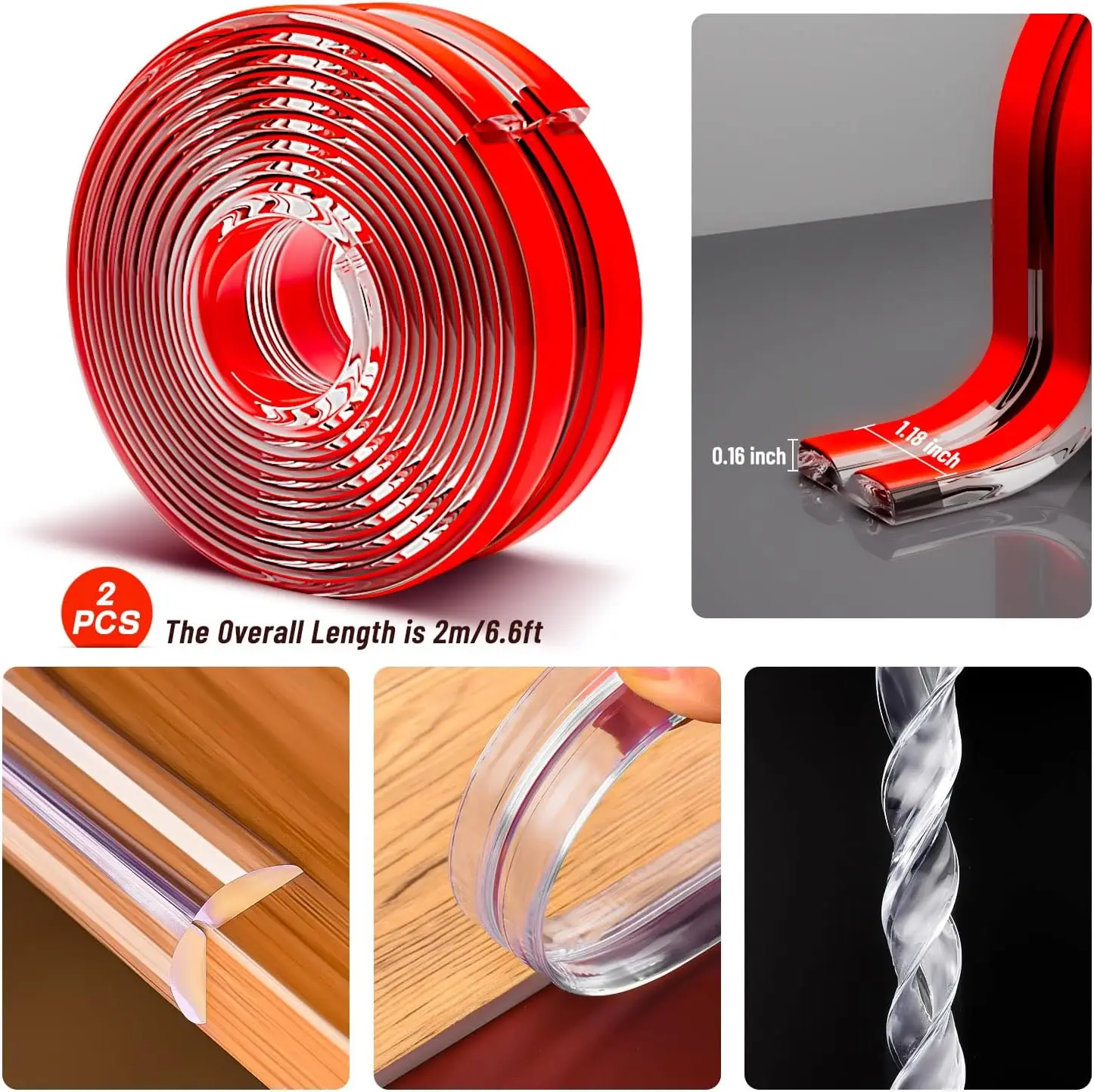 0.6Inch Soft Silicone Bumper Strip Baby Proofing Corner Guards for Furniture Child Safety kid product Toddler Desk Edge Cushion