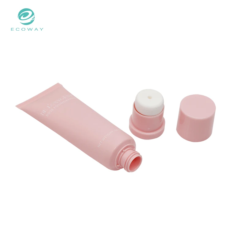 Foundation packaging pink soft plastic cosmetic tube with sponge head