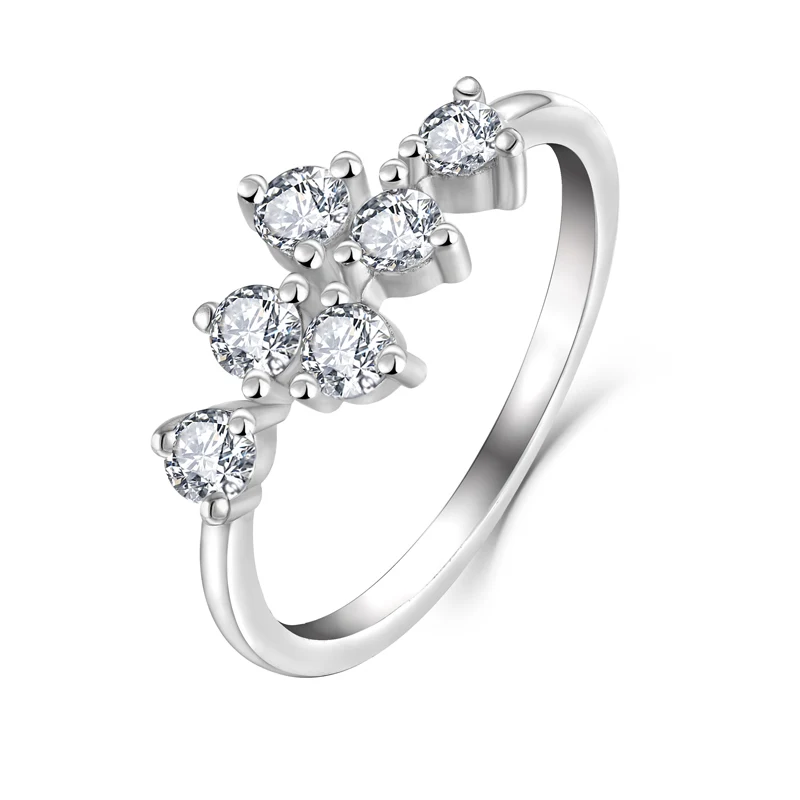 Sterling silver S925 zircon plated platinum ring fashion graceful women wedding ring