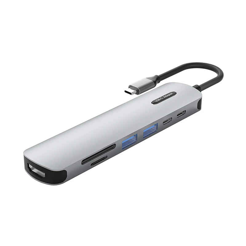 Usbc Hub Type-C 7 Ports  Pd3.0 100W Usb3.0 Tf Sd Card Reader 4K Laptop Docking Station 7 In 1 Dock Dual Usb C Hub Usb C Hub