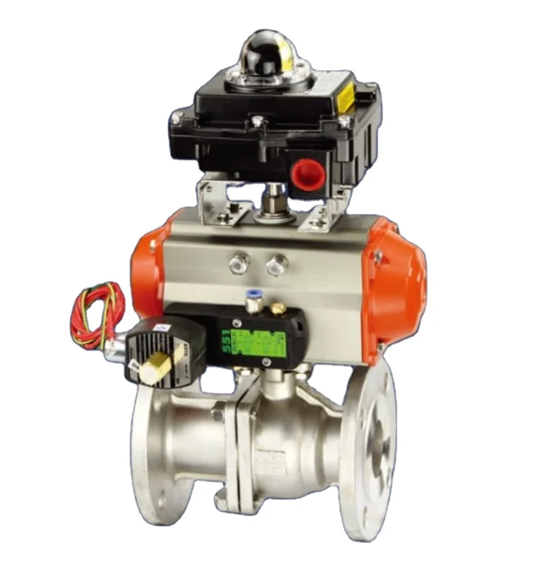 ss304 Stainless Steel Pneumatic Actuator Flange 2 Way Ball Valve with Pneumatic Actuator