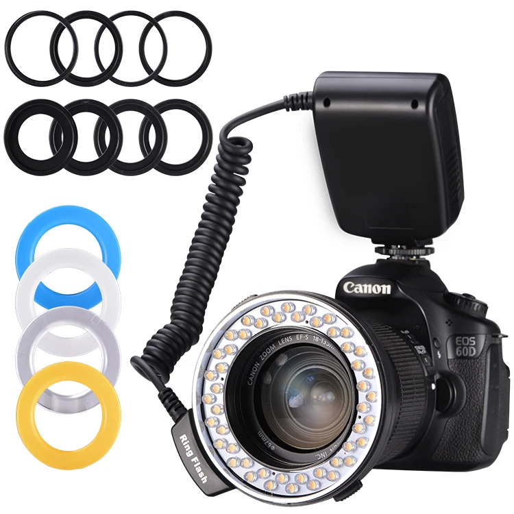 MAMEN F550D LED Macro Ring Flash Light with 8 Adapter Ring for Canon Nikon Olympus Pentax Digital DSLR Camera