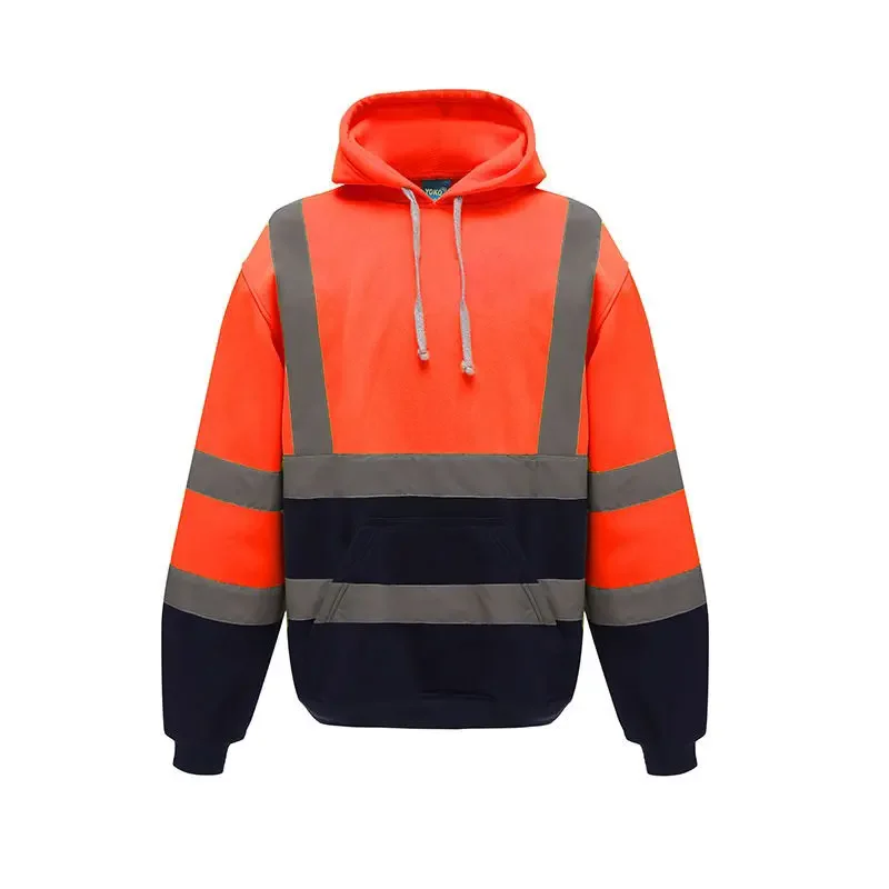 Mens High Visibility Sweatshirt Reflective Safety Fleece Hoodie Jackets