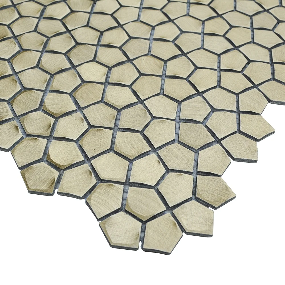 Gold Solid Aluminium Metal Mosaic Tile for Wall Decoration