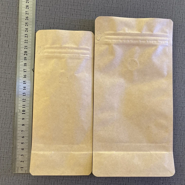 Customized Gravure Printing OEM Zipper Top Three Side Seal Ziplock Kraft Paper Food Packaging Bag