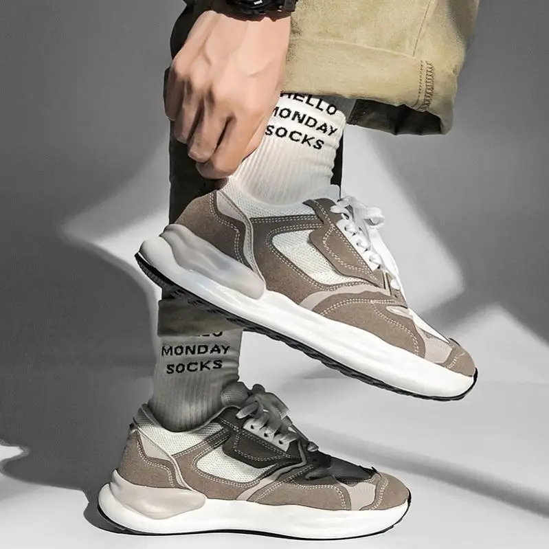 Factory price walking chunky platform sneakers lace-up cheap men sport shoes