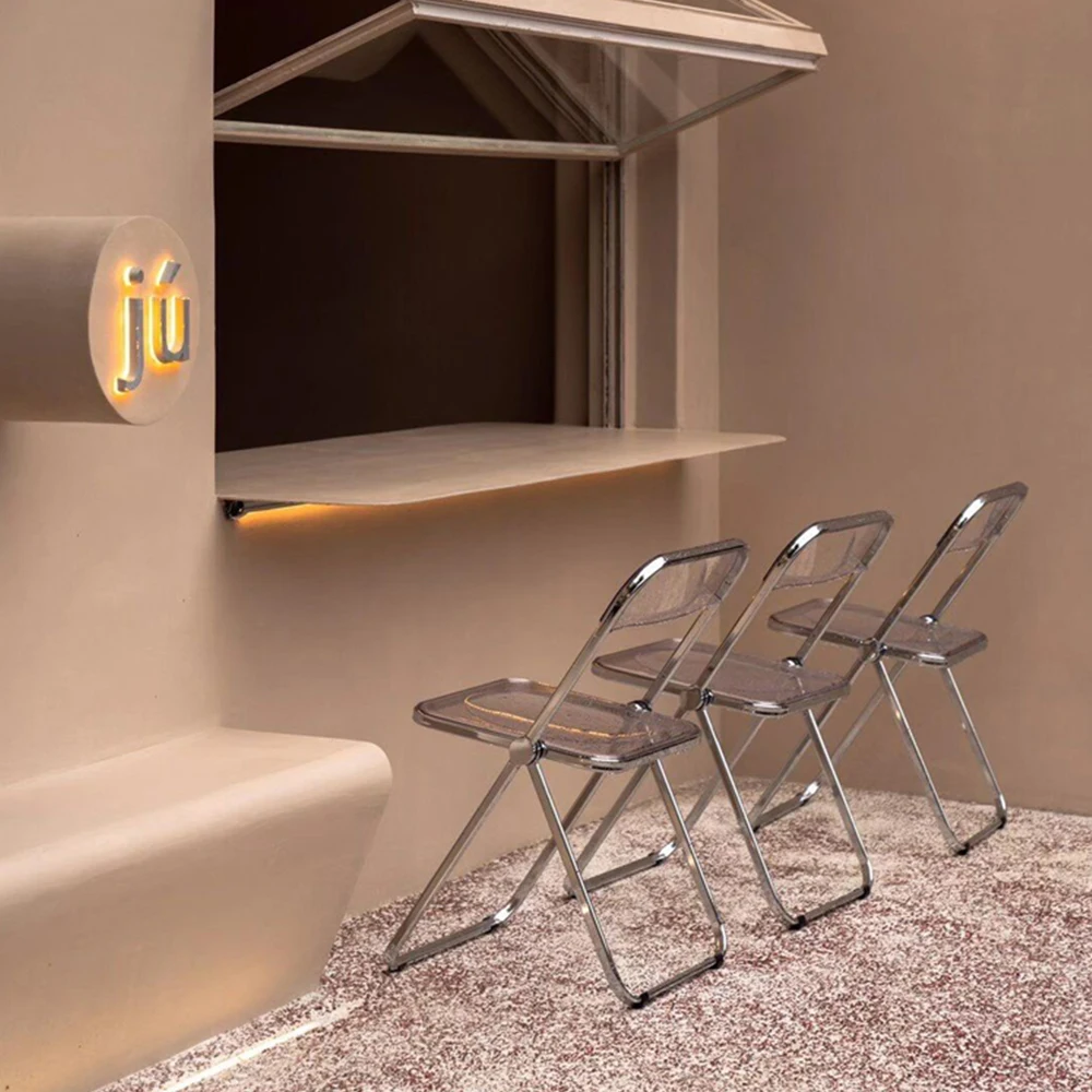 Складные прозрачные коричневые акриловые складные стулья, прозрачные для мероприятий, штабелируемые