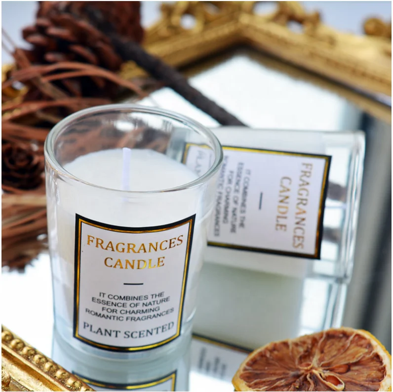 
White jars and boxes private label glass tumbler natural wax popular set scented candle 