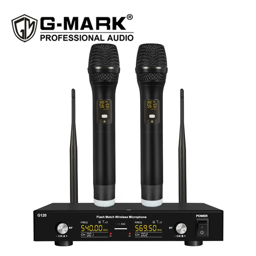 G-MARK G120 обеспечивает наилучшую производительность 50 м дальность работы: Профессиональный UHF двухканальная Беспроводная