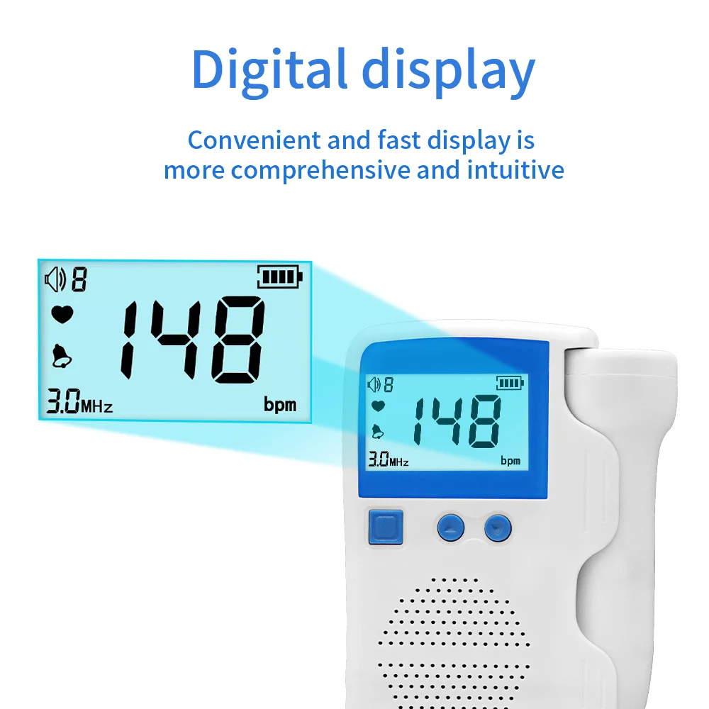510K CE Certified Digital Dry Cell Fetal Doppler Ultrasound Baby Heart Detector Home Fetal Heart Monitor
