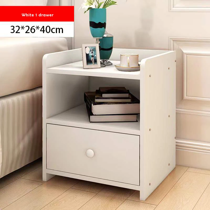 White Bedside Organizer Modern Design Bed Side Table Wooden Style Storage Furniture Bedroom Bedside Table