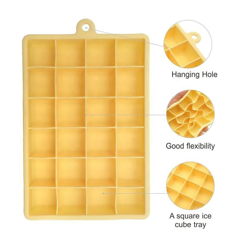 Food Grade Silicone Square Ice Mold Maker for Freezer Easy Release Silicone 24 Holes Ice Cube Tray