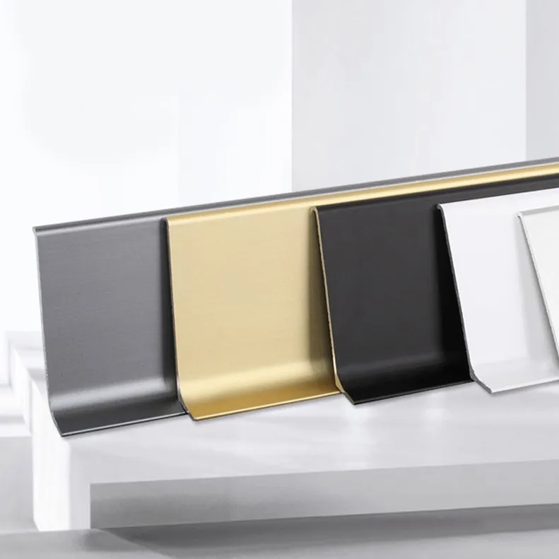 Self-adhesive Aluminum Skirting Profile 60mm Wall Protector Base Curved Metal Coved Skirting Board Baseboard