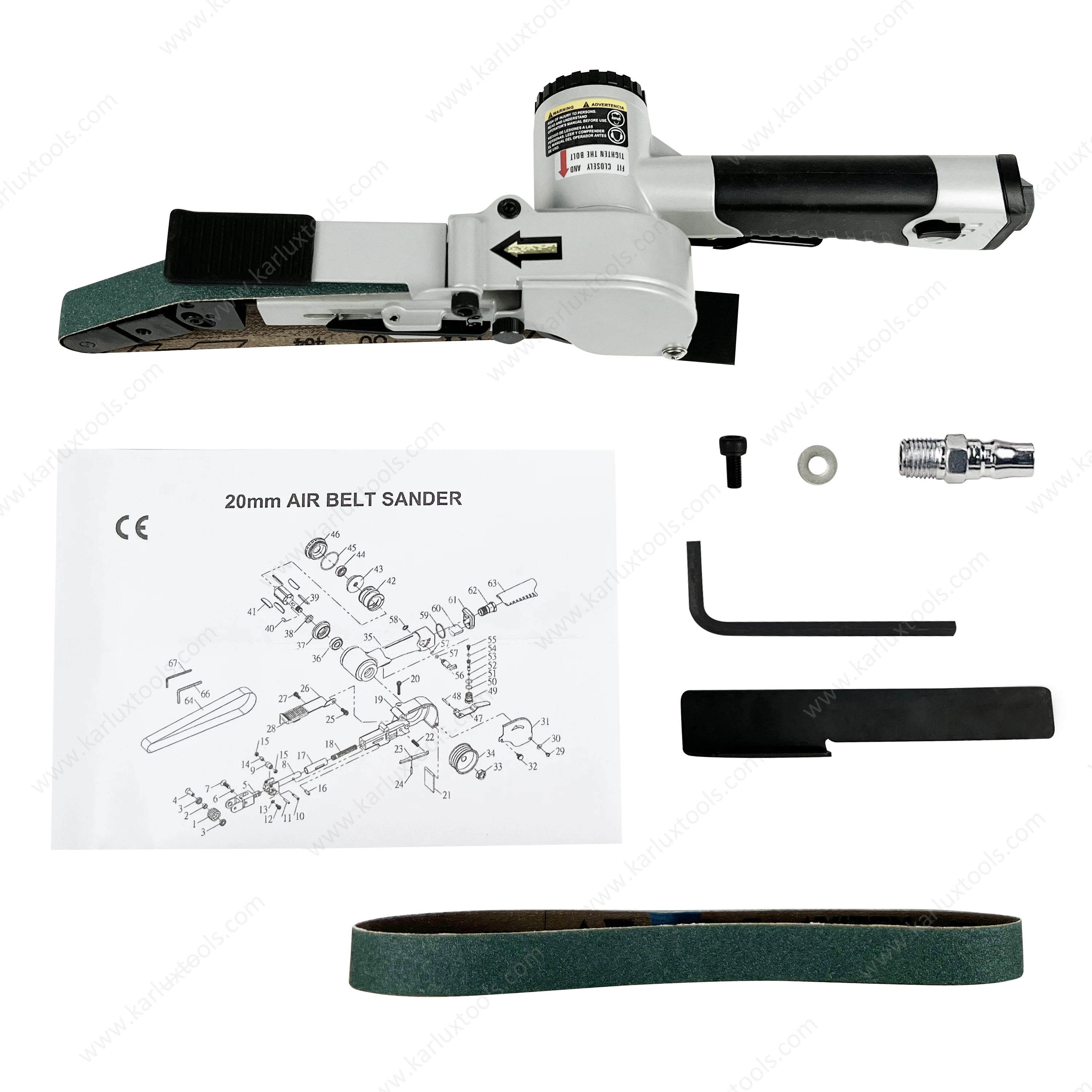 16000rpm 20x520mm Pneumatic Sanders Tools Air Belt Sander for Wood Metal Sanding Grinding