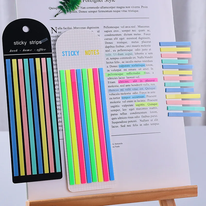 Vintage sticky note paper Morandi and Neon color ins transparent long sticky notes PET extremely fine index stickers