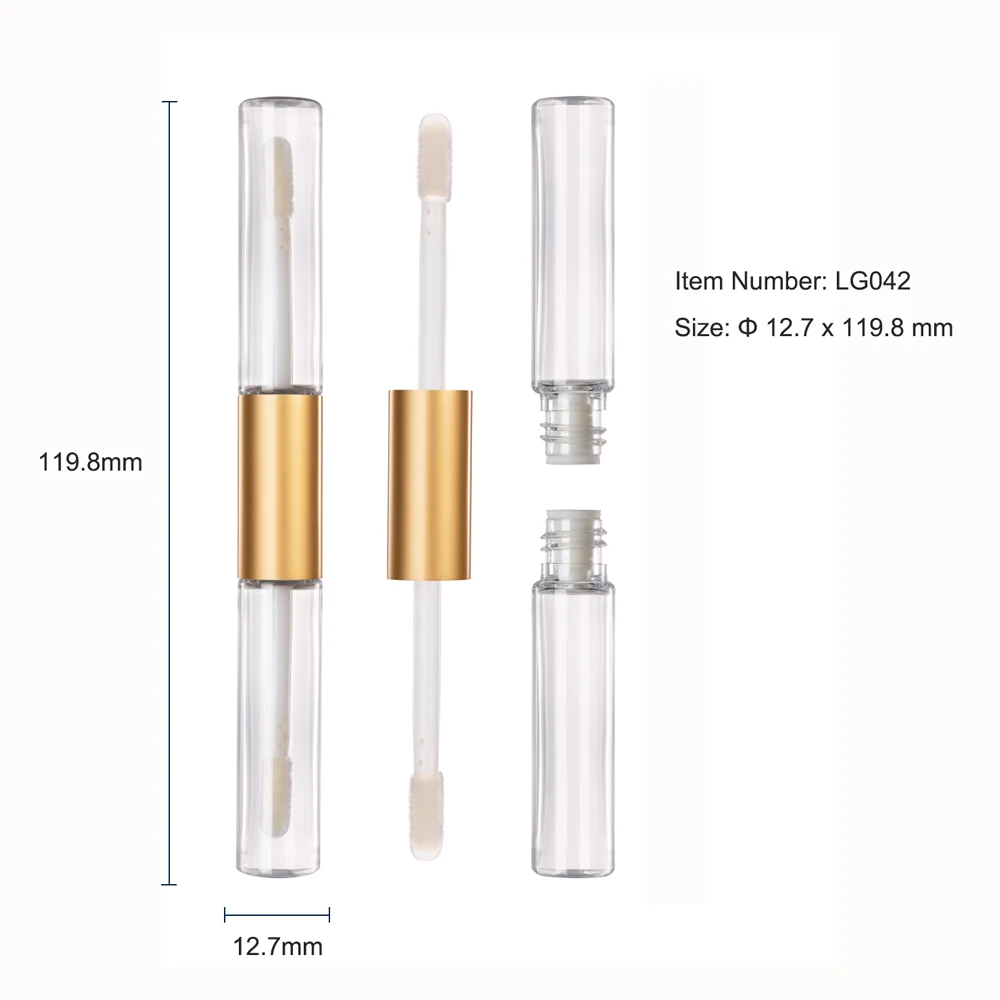 HUIHO Factory Wholesale Double Sides Acrylic Lip Gloss Containers Private Label Clear Wand Lipgloss Tubes