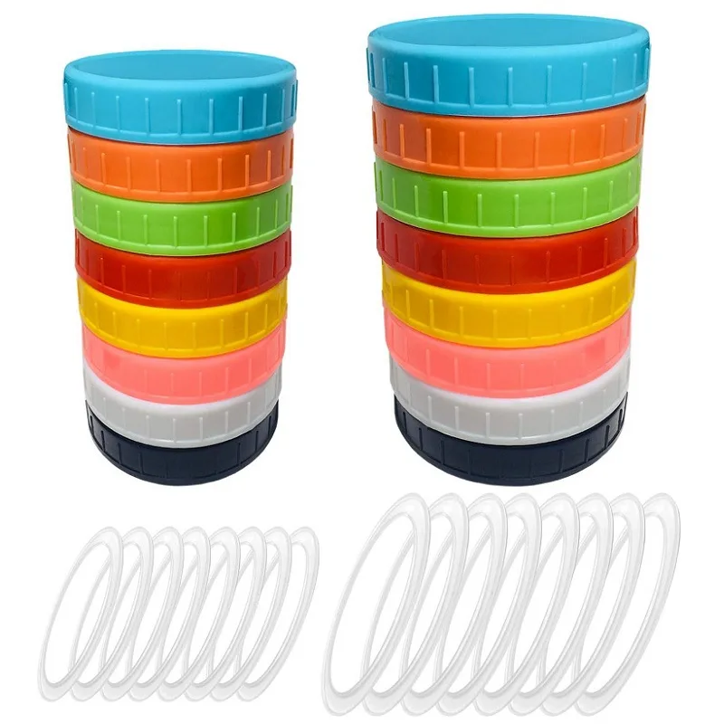 Custom 70/86 mm Colored Food Grade PP Regular Mouth Wide Mouth Mason Plastic Lid For Glass Jars