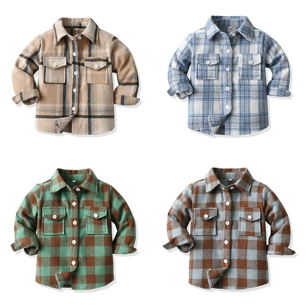 Teen Boys Button Down Brushed Long Sleeve Flannel tshirts Tops Jackets Tartan flannels Cotton Plaid hoodies Girls POLO Kid Shirt