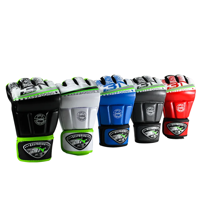 BN Promotion M/L PU Wholesale Custom Half Finger Muay Thai MMA Sparring Punching Martial Art Training Kick Boxing Gloves