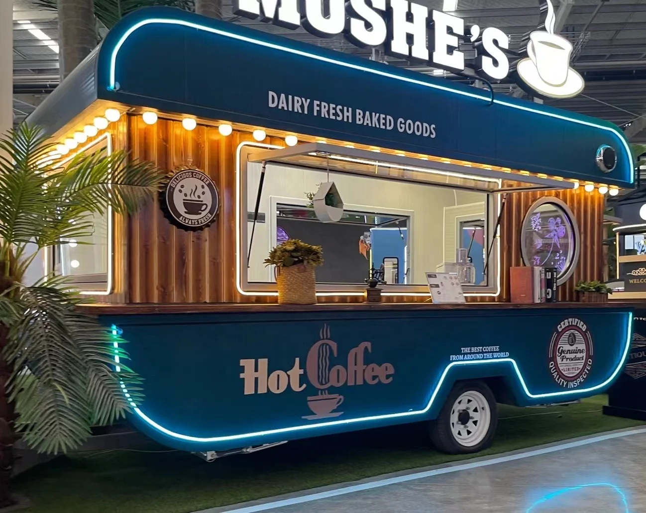 American Outdoor Mobile Food Trailer Snack Cart Hot dog Food Cart Mini Donut Food Cart with Kitchen
