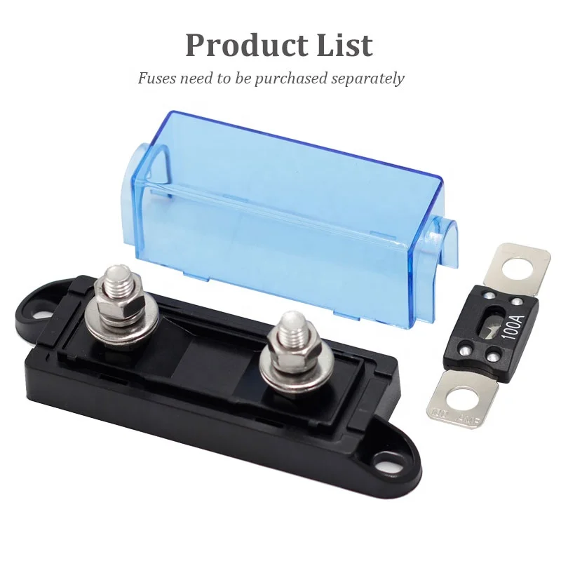 304 Stainless Steel Black Base and Transparent Cover for Marine Boat RV 12V ANL Automotive Fuse Holder