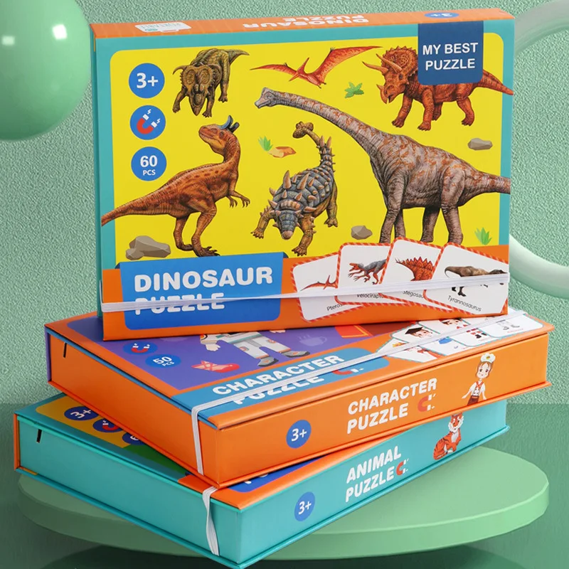 Scene Animal Dinosaur Magnetic Jigsaw Puzzle Children Puzzle Boys and Girls Little Class Children Two-three-four Years Old