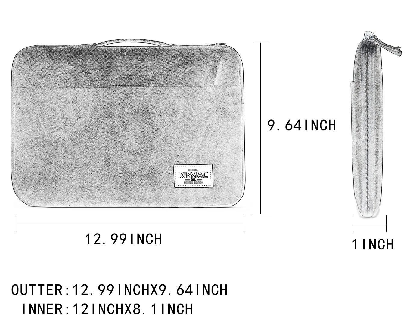 Kinmac 360 Protective 13 inch Waterproof Laptop Sleeve case Bag with Handle for for 13.3 inch MacBook Air 13 MacBook Pro Retina