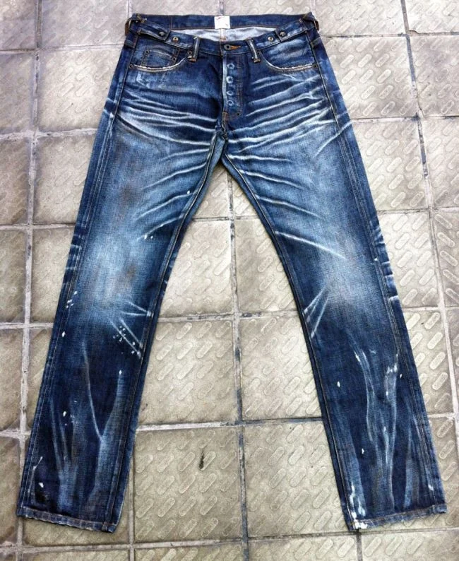 Custom High quality vintage wash distressed cotton Japanese selvedge fabric jeans denim selvedge denim japanese man