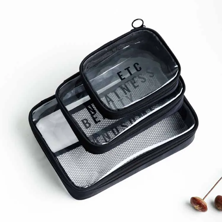 Wholesales  Colorful 3 Sets Clear PVC Travel Cosmetic Bags transparent cosmetic bag