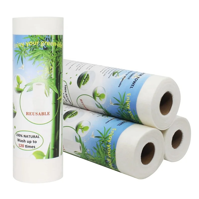 2023 New Design Perforated Eco-Friendly Biodegradable Reusable Bamboo Fiber Paper Towel Bamboo Kitchen Wipes