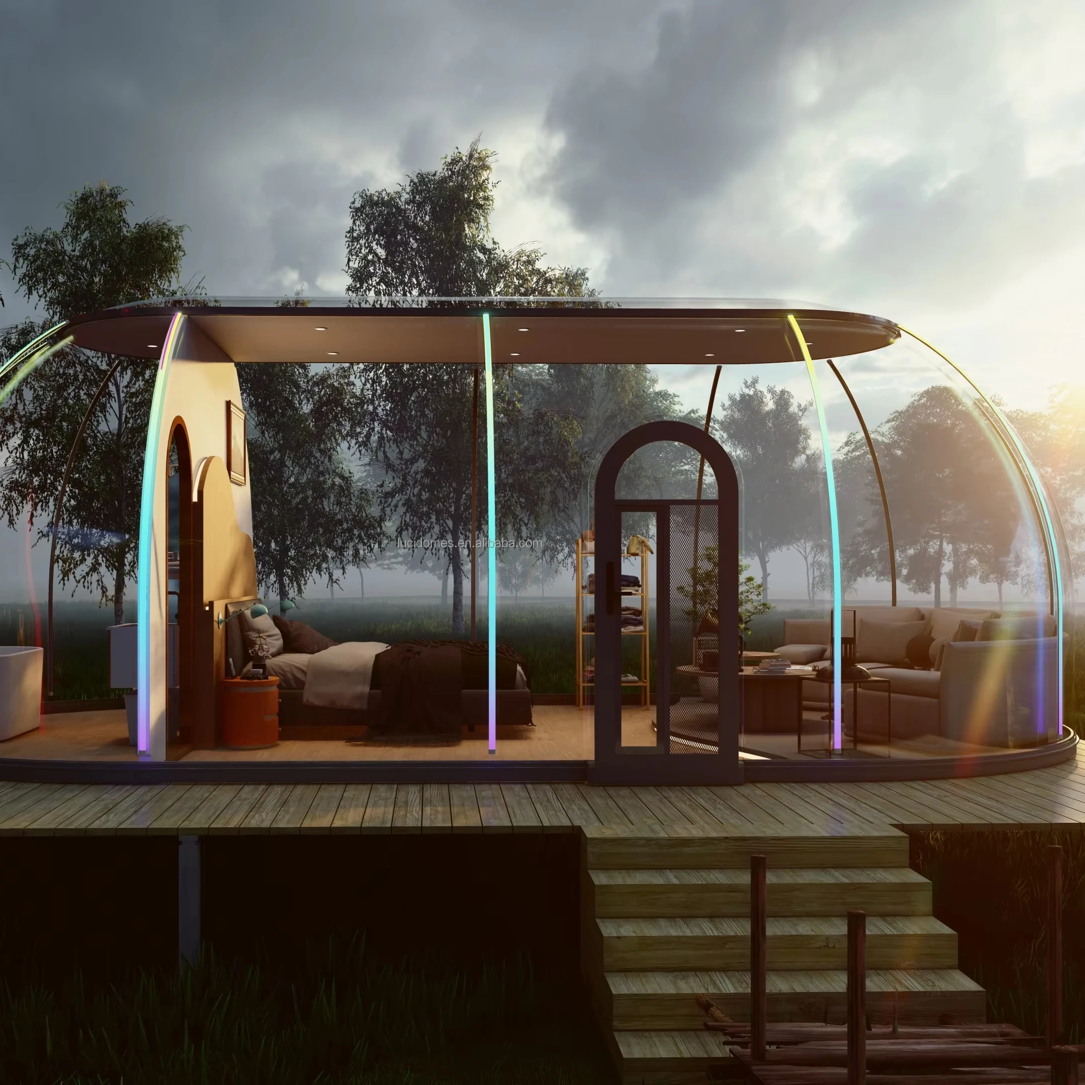 Factory camping Dome Clear PC Geodesic custom tent igloo Outdoor hotel with Bathroom wind resistance house