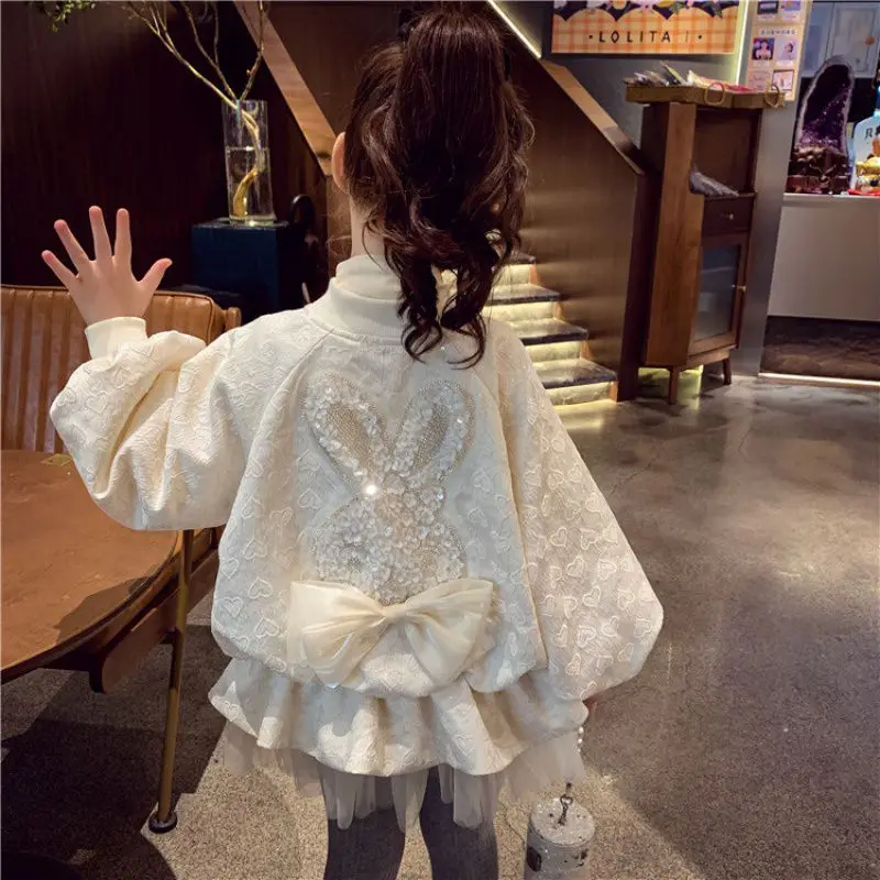 Wholesale High Quality Butterfly Bow Girl Jacket Coat Sequin Decoration Children Jacket Clothes Kids Jacket