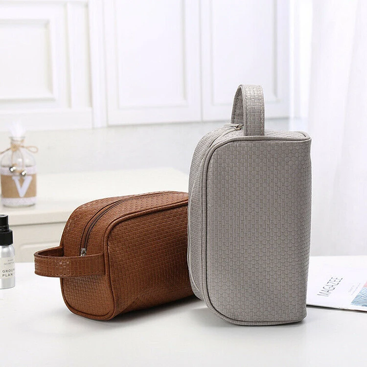 Large PU Leather  Men Makeup Cosmetic Bag Toiletry Kit High Quality PU Leather Men Wash Bag
