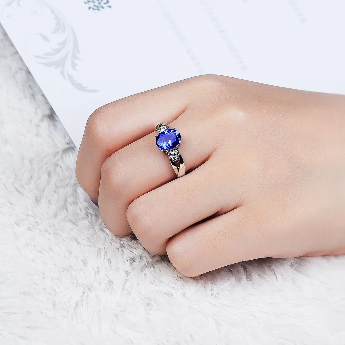 
High-end custom jewelry platinum plated sapphire ring opening colored gemstone wedding engagement ring ladies jewelry 