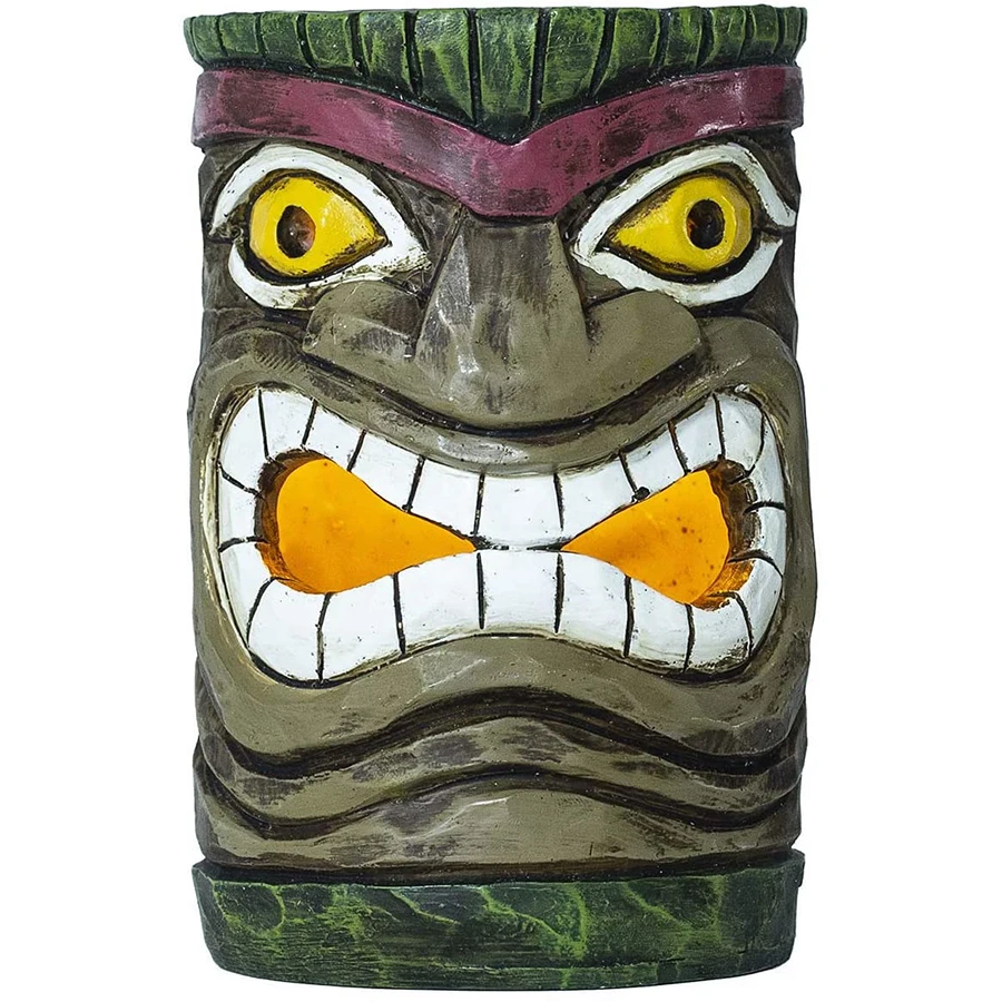 
Tiki Head Decorations Solar Powered Lights Resin Outdoor Garden Statues for Patio and Lawn Yard Funny Sculpture in Park 