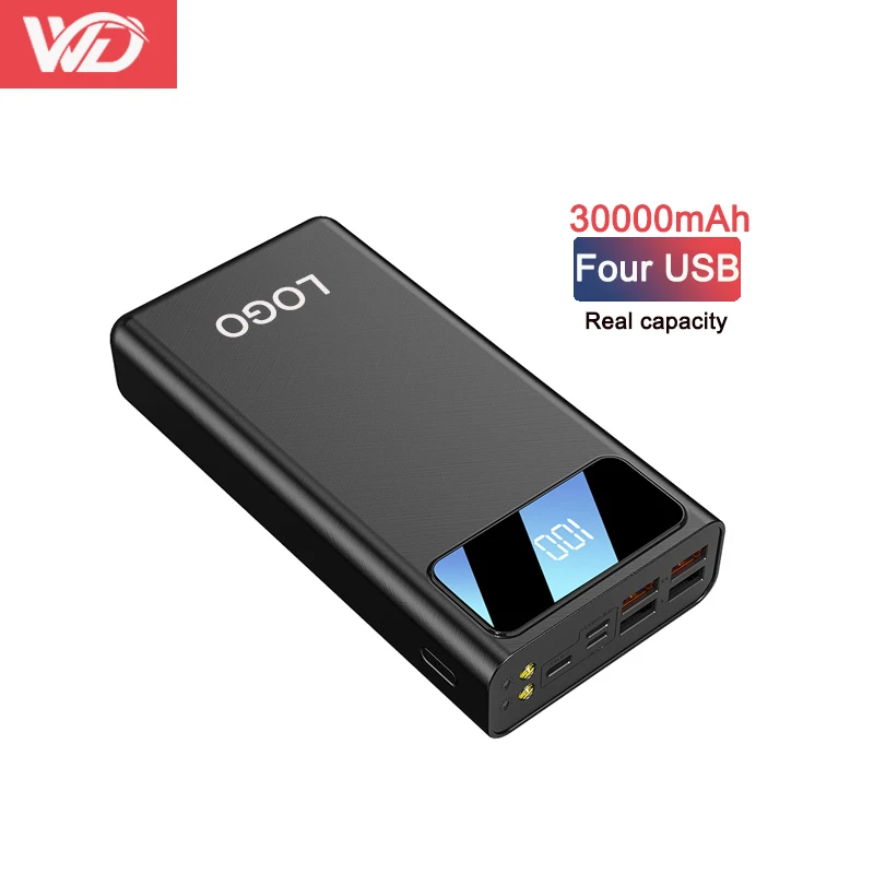 Factory real capacity power bank 30000Mah mobile power supply 30000 mah high capacity four USB output ports three USB inputs
