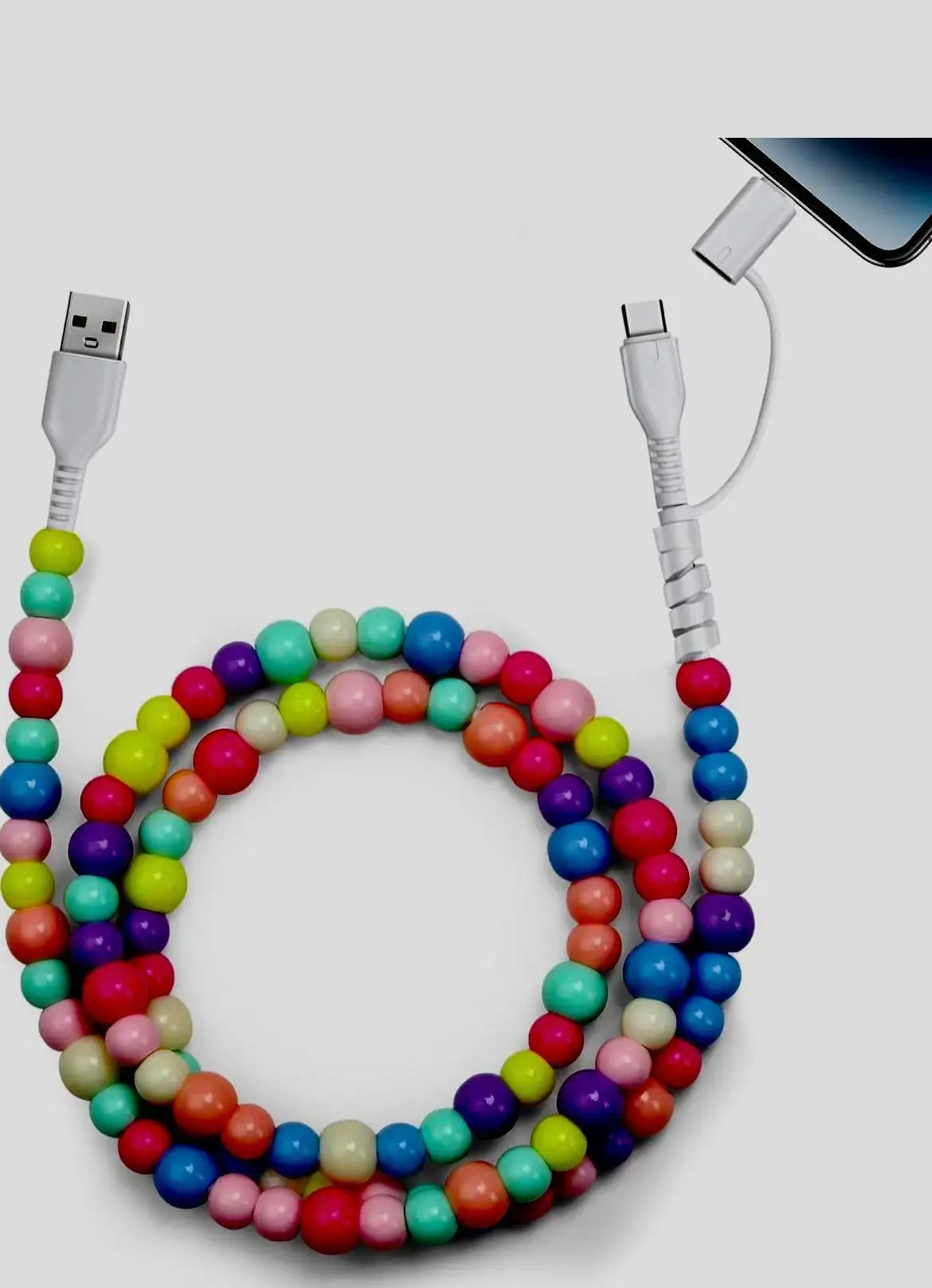 2025 зарядный кабель 2 в 1 с бисером