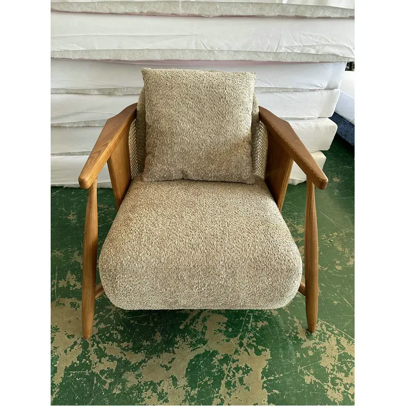 Comfy teddy Upholstered rattan Single sofa Chair grey boucle modern leisure living room accent sofa chair Luxury Armchair