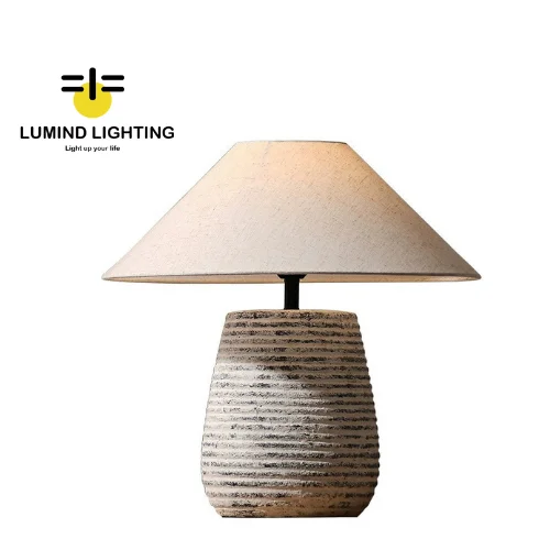 lumind light Wabi Sabi Japanese minimalist handmade ceramic living room bedroom bed simple table lamp