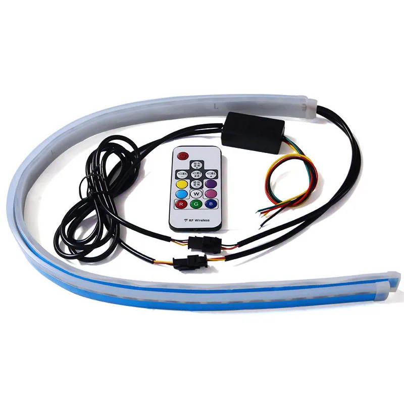 QIDEWIN drl with remote controller rgb 12v flexible 30cm 45cm 60cm strip waterproof daytime running light for universal cars