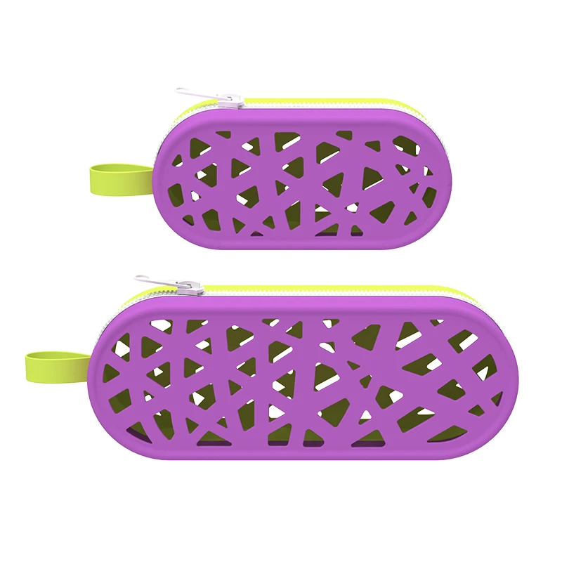 Custom Creative Hole Silicone Pencil Case Candy Pencil Case Student Portable Double Zipper Pencil Case