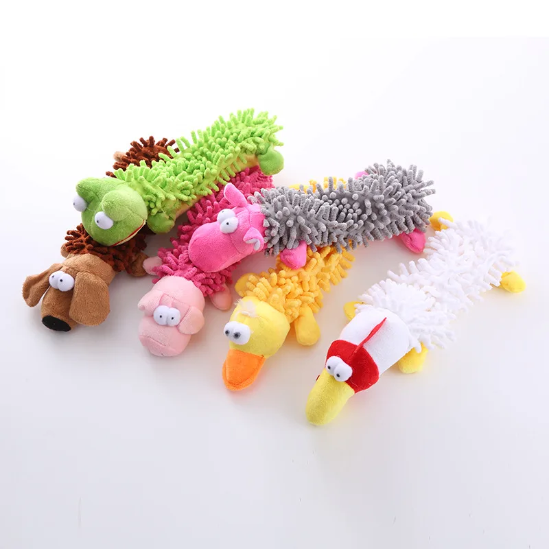 Durable Pet Dog Plush Toy Animal Shape with Squeaky for Small Dogs Chihuahua Yorkshire Bichon Puppy Chew Cleaning Teeth Toys