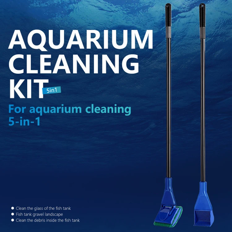 5 in 1 fish tank cleaning tools algae scraping brushes plant fork aquarium cleaning kit
