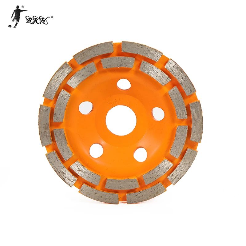 BKH Wholesale 4/4.5/5/7/9 Inch 5 Holes Abrasive Diamond Double Row Cup Grinding Wheel For Marble Stone Concrete