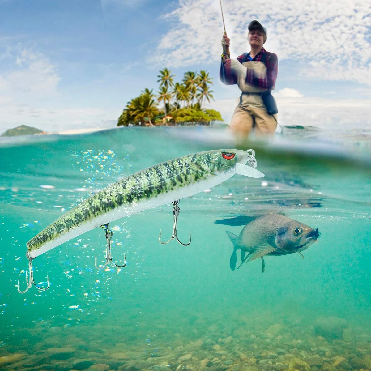 Truscend Amazon Best Seller sunfish tilapia bass hard minnow plastic robotic swimbait fishing bait lures for river