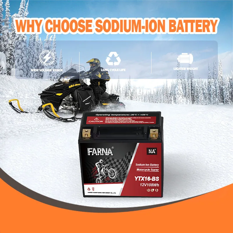 High CCA 9ah YTX16 High Quality Large Displacement 3000+ Cycle With BMS Motorcycle Battery Sodium-Ion