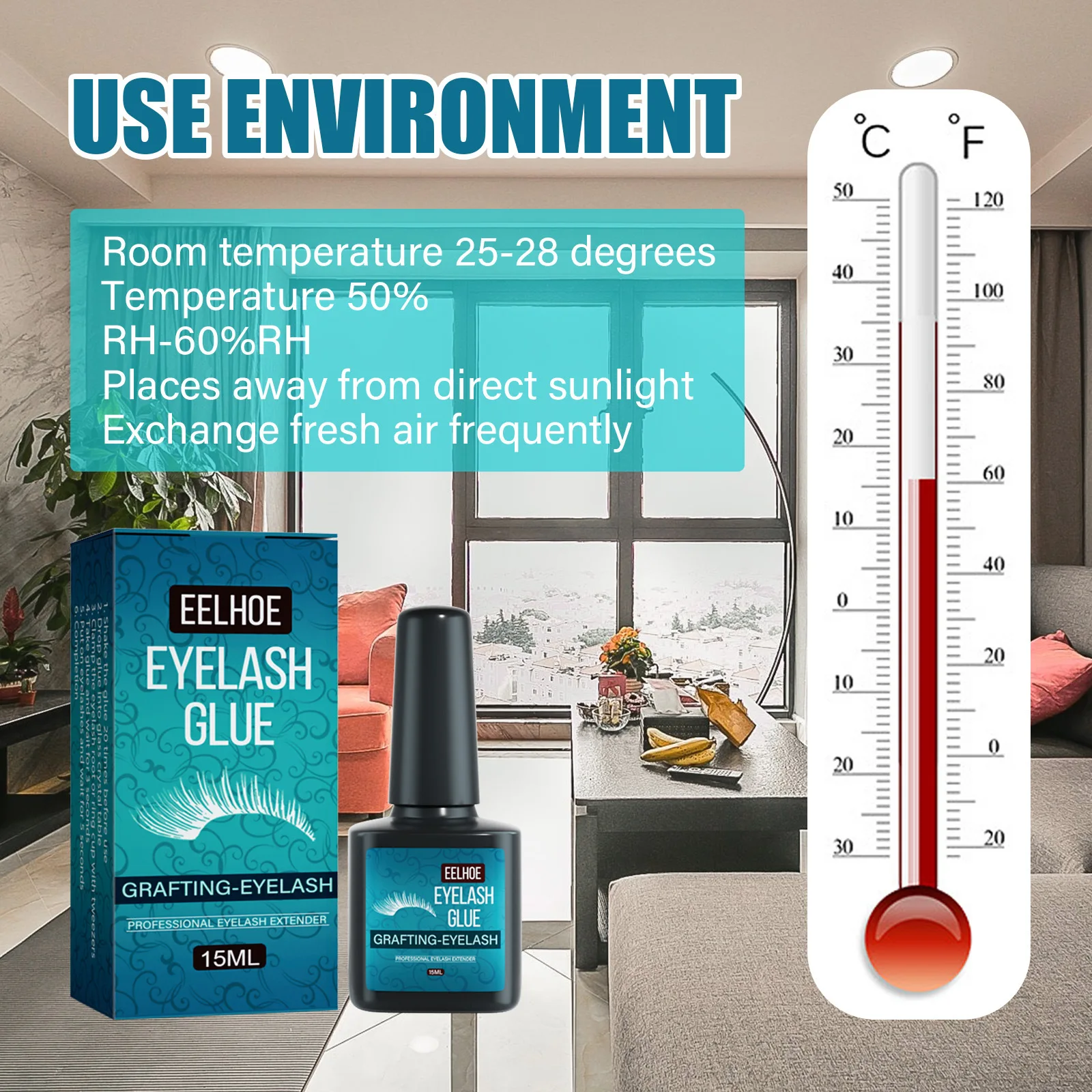 EELHOE Quick-Drying Waterproof Eyelash Grafting Glue Mild and Low Sensitivity Mark Beauty Eyelash Glue for Lashes and Shampoo